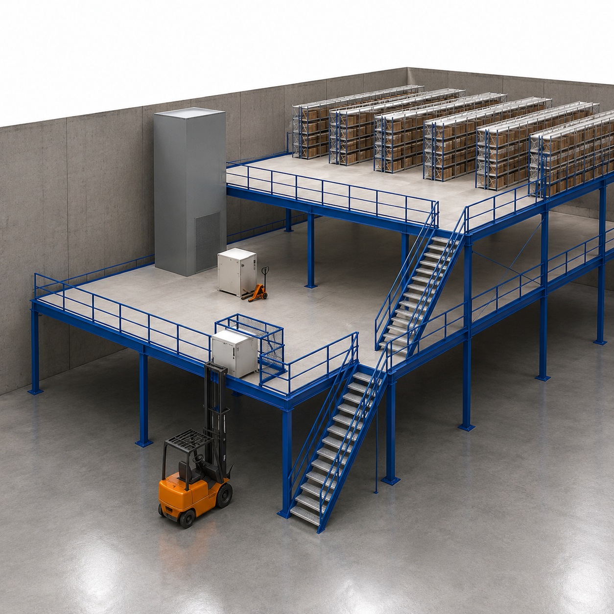 BNI RACKS Y SISTEMAS DE ALMACENAMIENTO 41 Mezzanine Industrial con Elevador de Carga