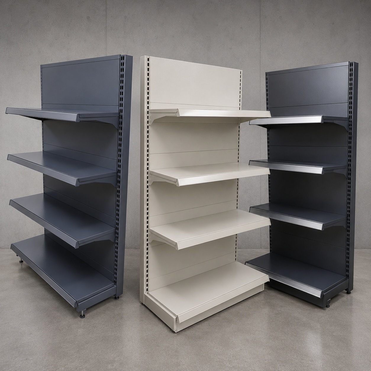 BNI RACKS Y SISTEMAS DE ALMACENAMIENTO 5 gondolas-metalicas-exhibidor-para-tienda-ingenium-bni