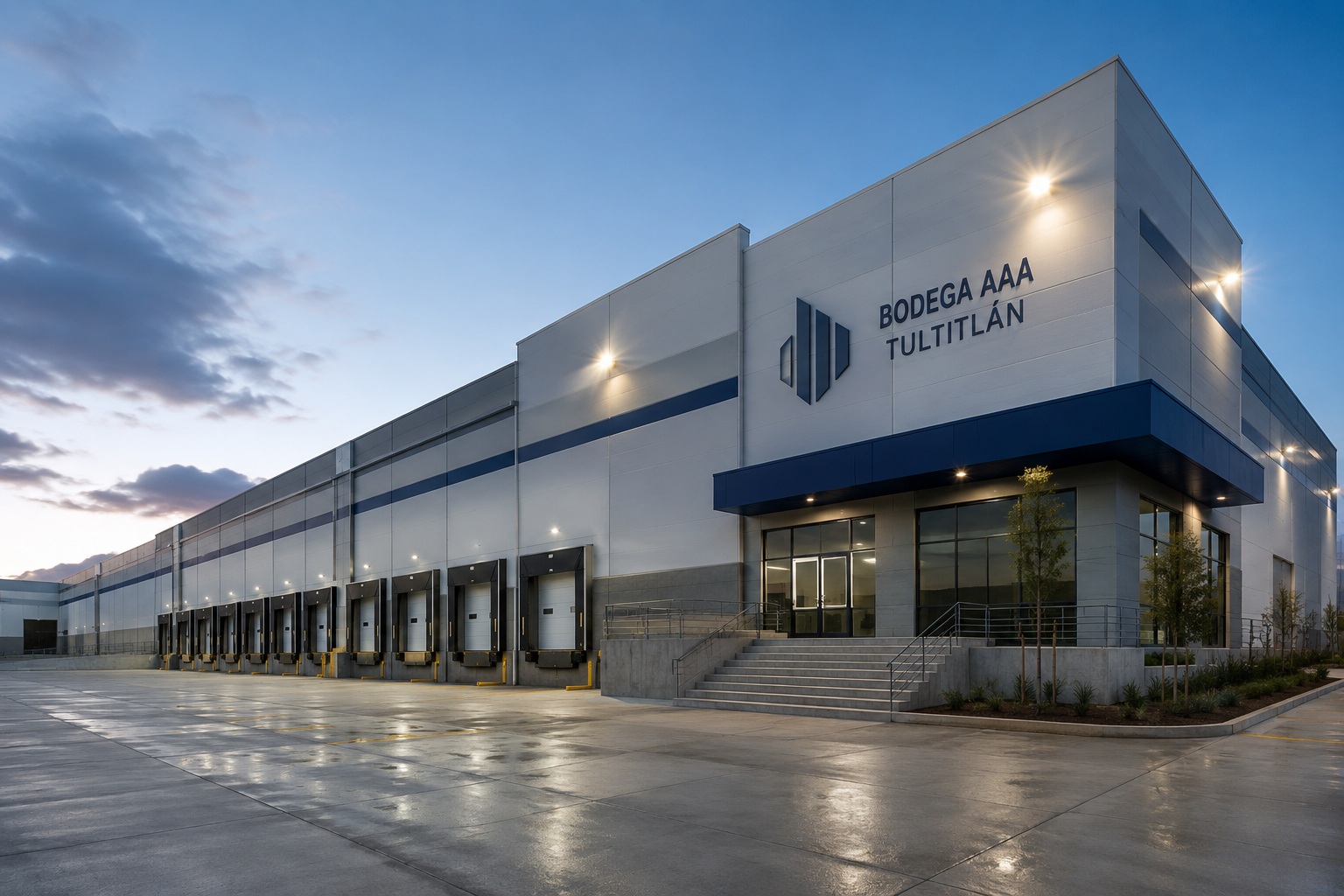 Bodega industrial clase AAA ubicada en Tultitlán, Estado de México. Excelente ubicación logística. Altura libre de 12 metros. Andenes de carga. Seguridad 24/7.