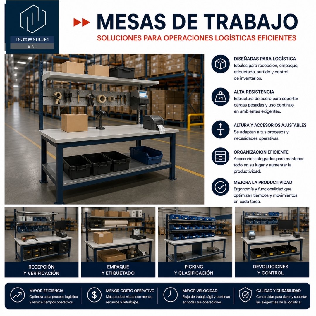 BNI RACKS Y SISTEMAS DE ALMACENAMIENTO 9 Mesas de Trabajo
